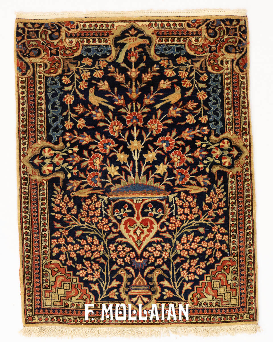 Tappeto Kashan Mohtasham di Seta Colore Blu n°:368173